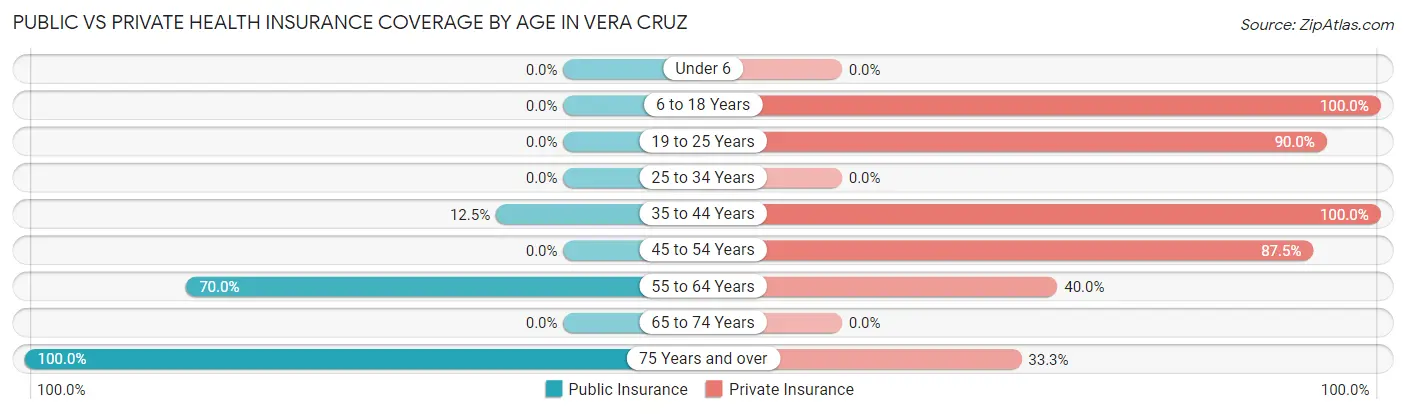 Public vs Private Health Insurance Coverage by Age in Vera Cruz