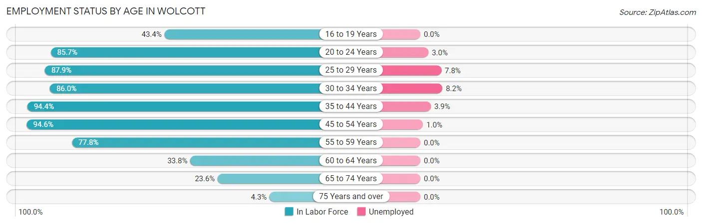 Employment Status by Age in Wolcott