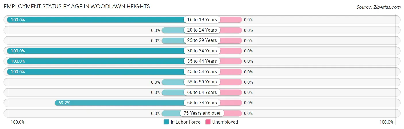 Employment Status by Age in Woodlawn Heights