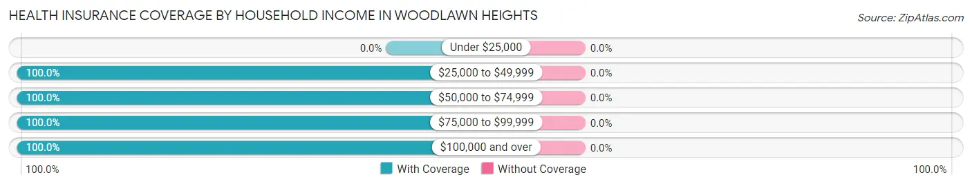 Health Insurance Coverage by Household Income in Woodlawn Heights