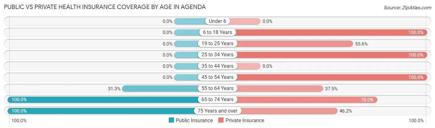 Public vs Private Health Insurance Coverage by Age in Agenda