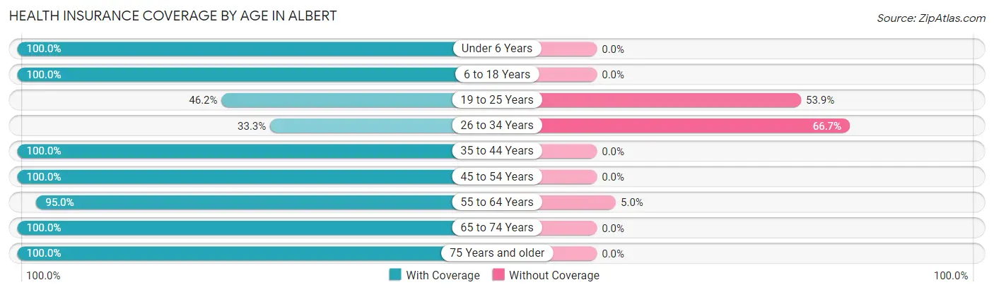 Health Insurance Coverage by Age in Albert