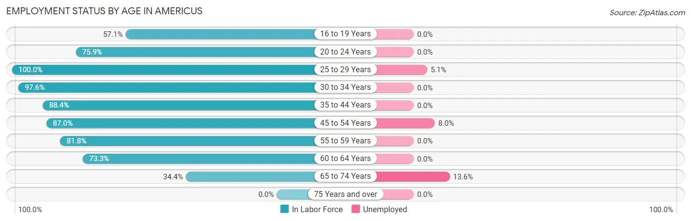 Employment Status by Age in Americus