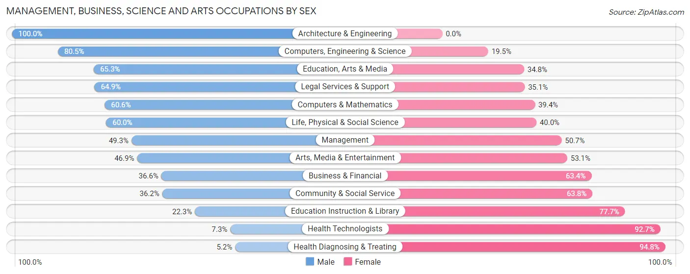 Management, Business, Science and Arts Occupations by Sex in Bel Aire
