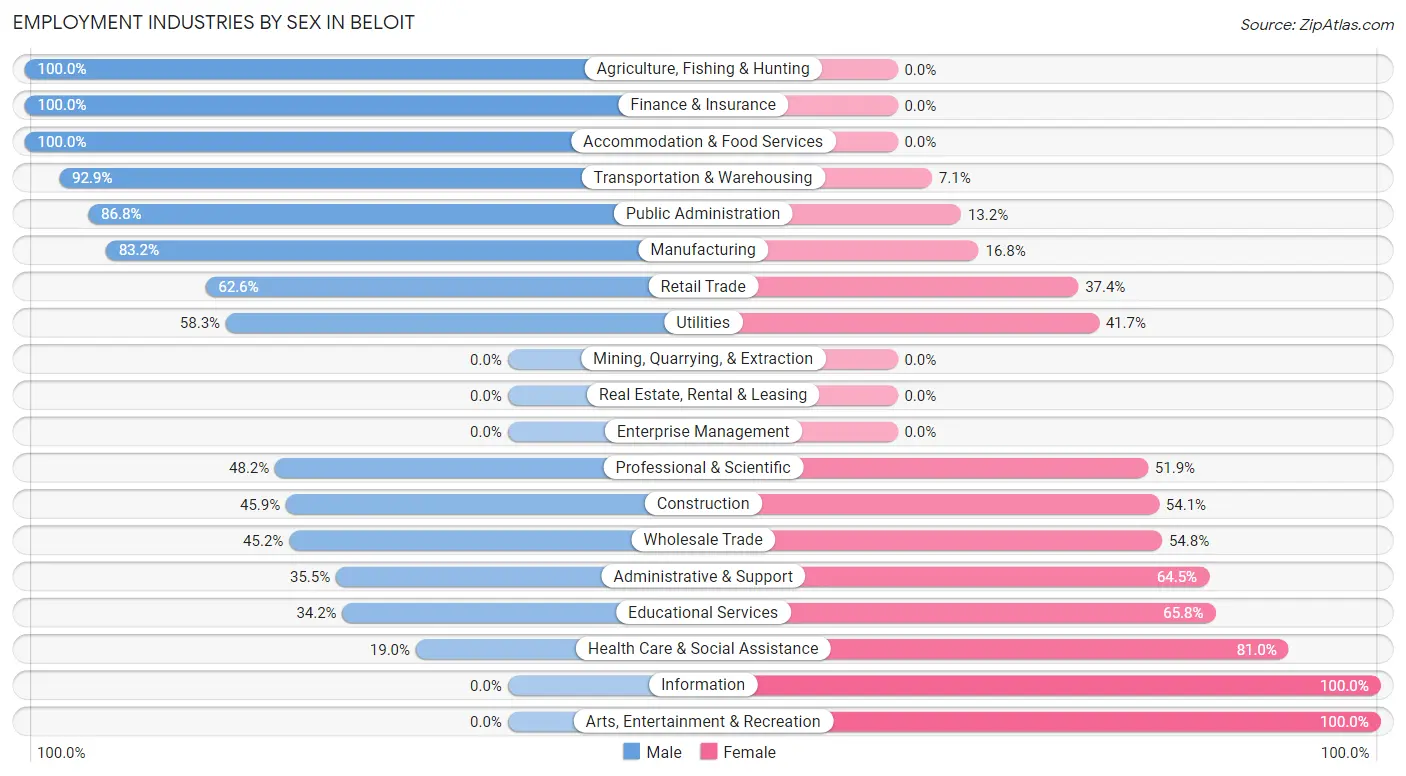 Employment Industries by Sex in Beloit