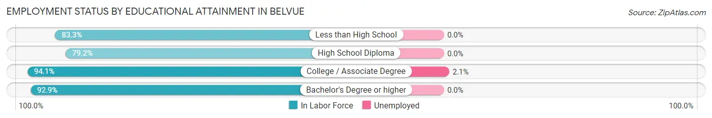 Employment Status by Educational Attainment in Belvue
