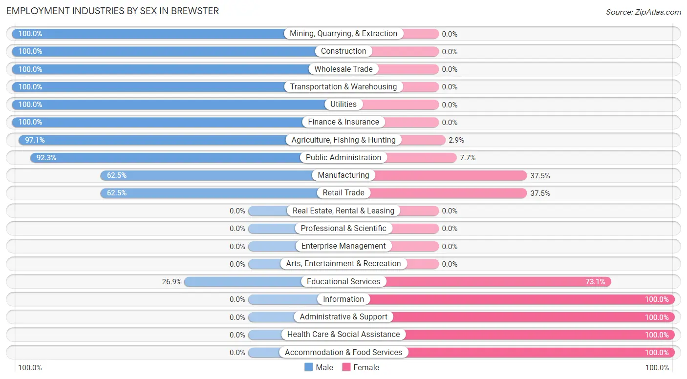 Employment Industries by Sex in Brewster