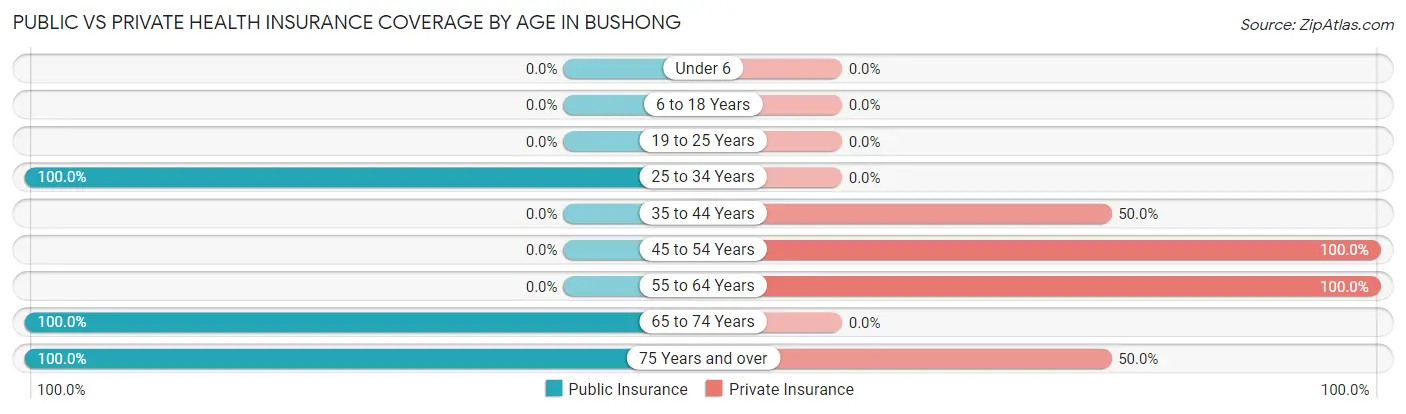 Public vs Private Health Insurance Coverage by Age in Bushong