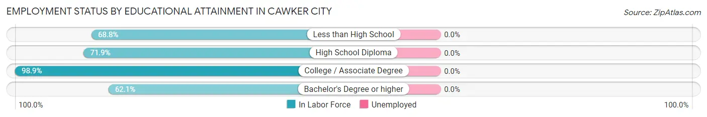 Employment Status by Educational Attainment in Cawker City