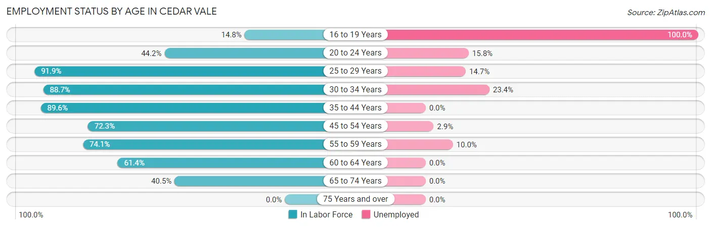 Employment Status by Age in Cedar Vale