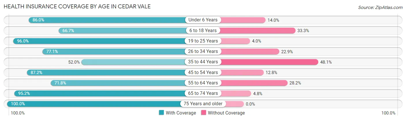 Health Insurance Coverage by Age in Cedar Vale