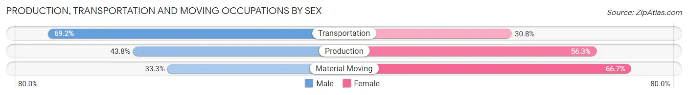 Production, Transportation and Moving Occupations by Sex in Chapman