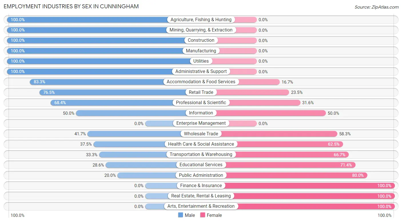 Employment Industries by Sex in Cunningham