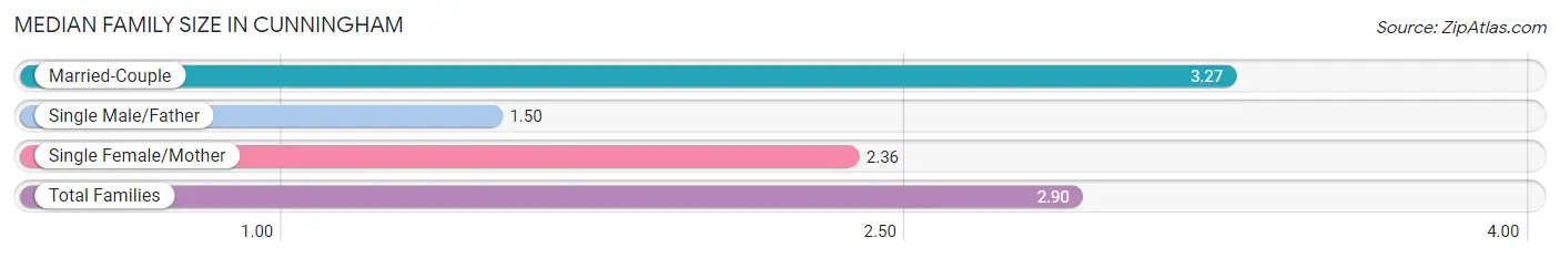 Median Family Size in Cunningham