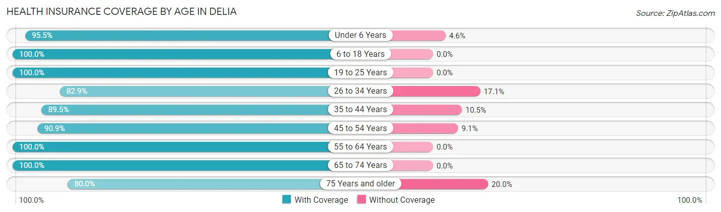 Health Insurance Coverage by Age in Delia