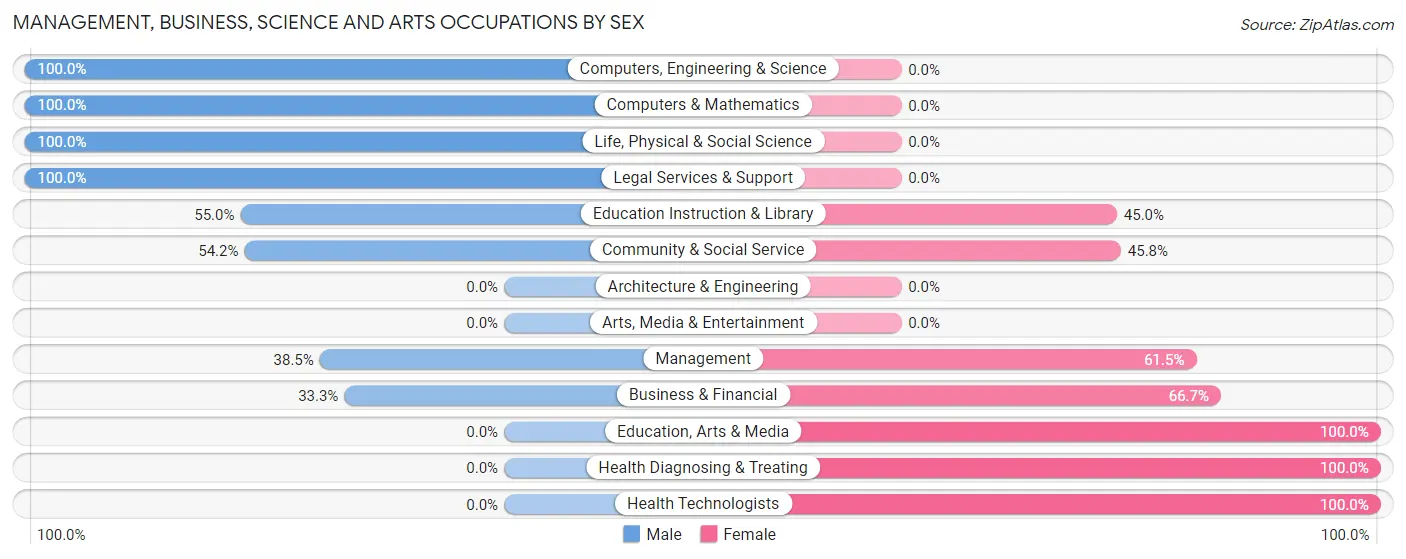 Management, Business, Science and Arts Occupations by Sex in Elbing