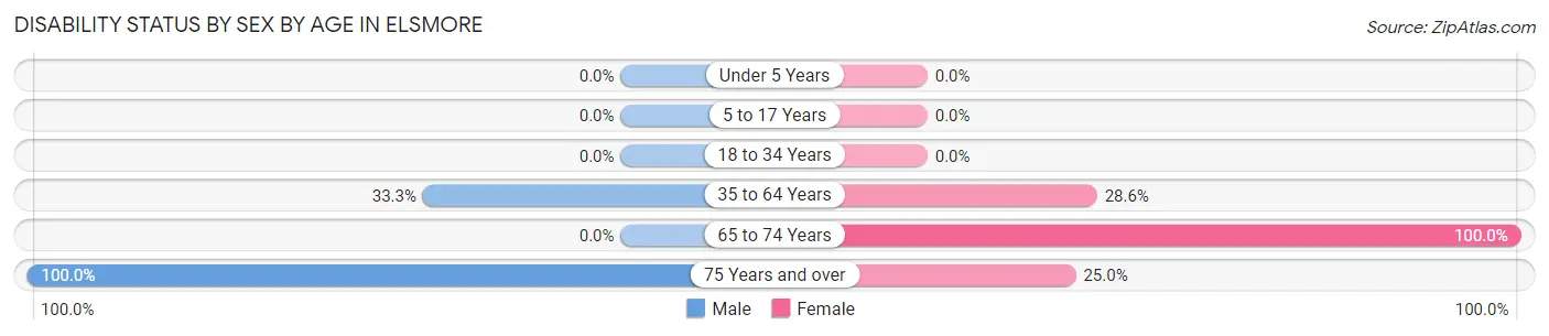 Disability Status by Sex by Age in Elsmore