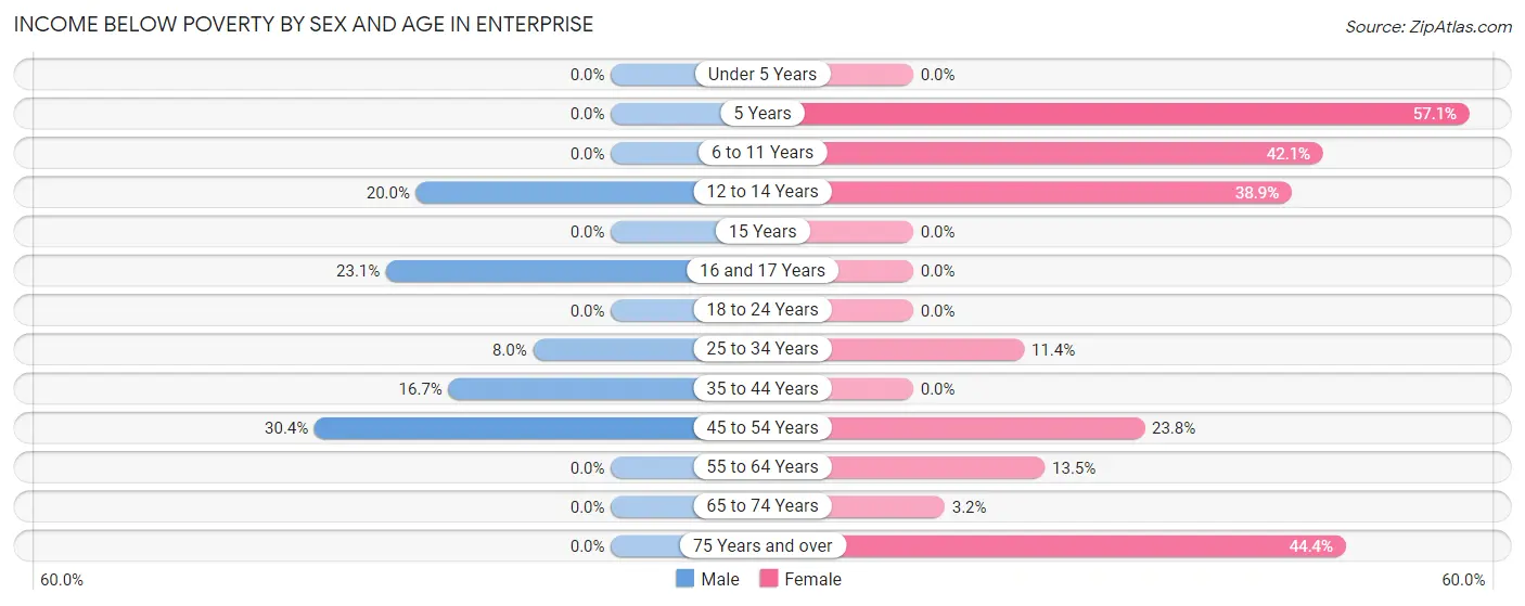 Income Below Poverty by Sex and Age in Enterprise