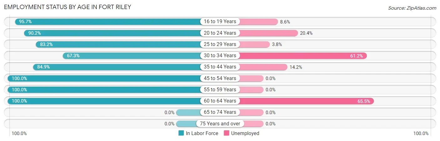 Employment Status by Age in Fort Riley