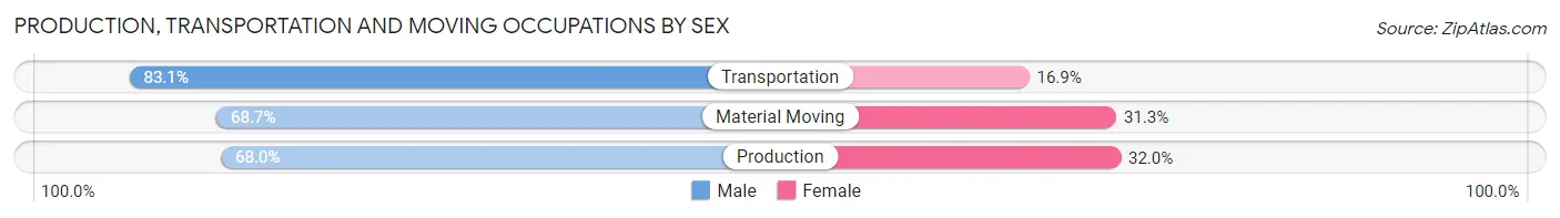 Production, Transportation and Moving Occupations by Sex in Garden City