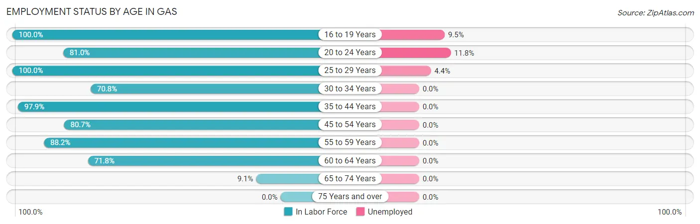 Employment Status by Age in Gas