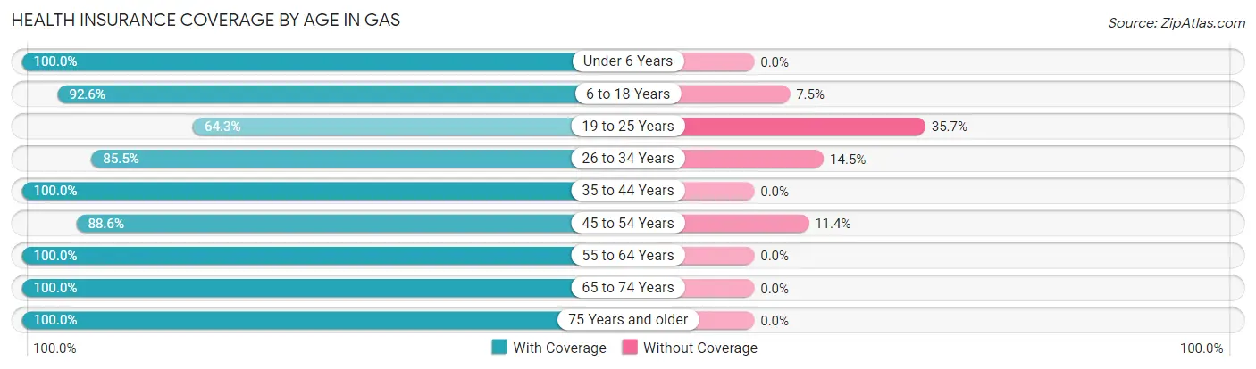 Health Insurance Coverage by Age in Gas