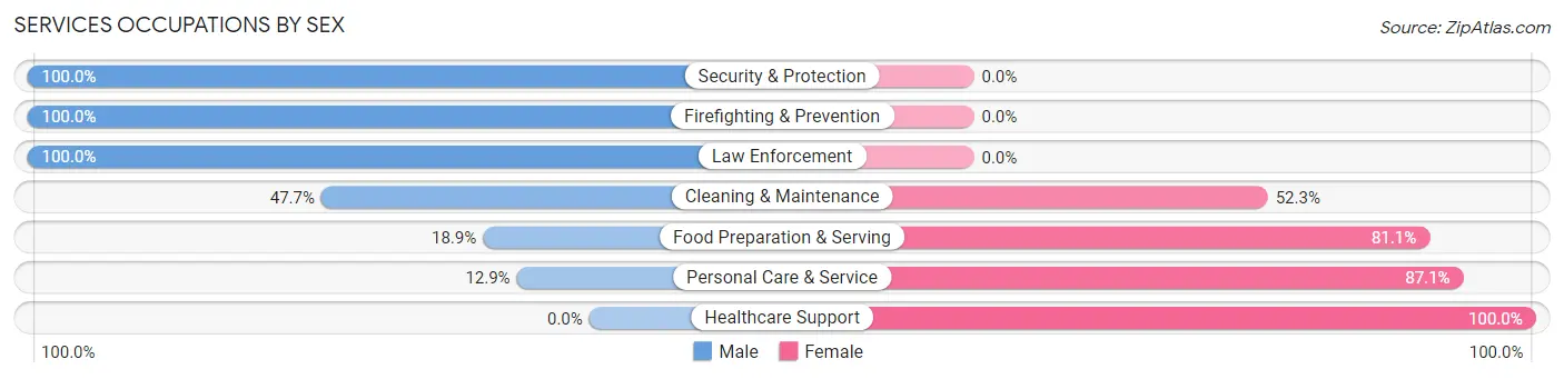 Services Occupations by Sex in Grandview Plaza