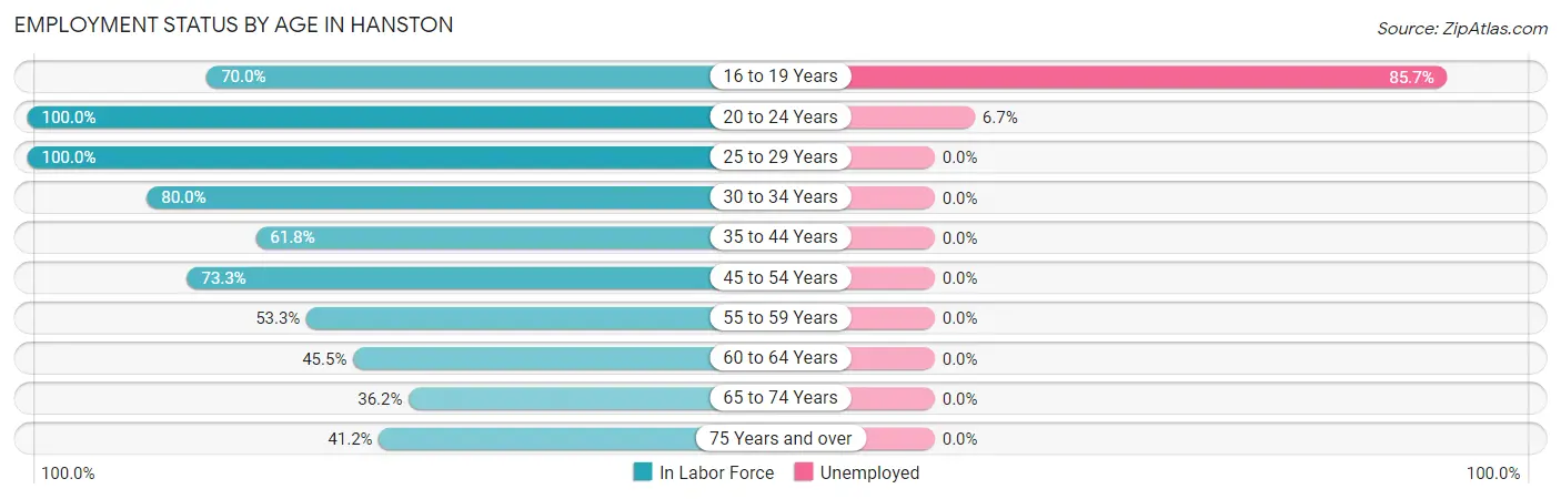 Employment Status by Age in Hanston