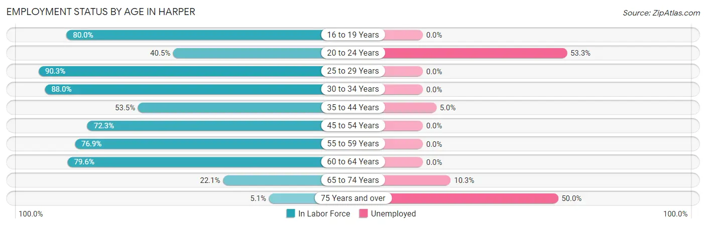 Employment Status by Age in Harper