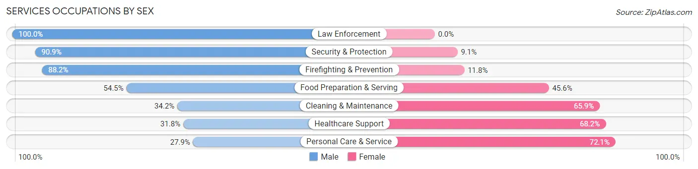 Services Occupations by Sex in Hays
