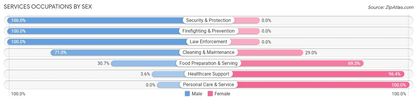 Services Occupations by Sex in Hesston