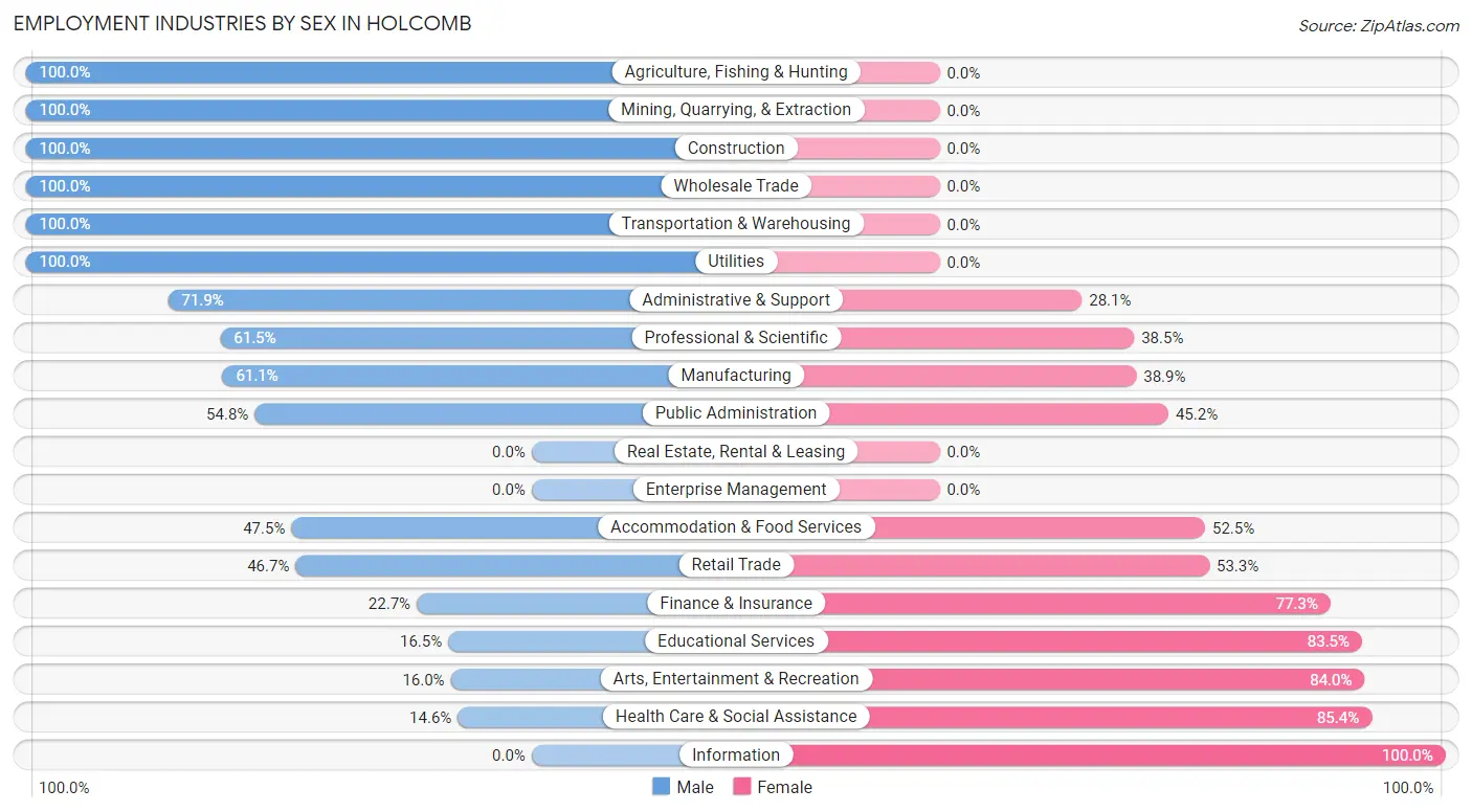 Employment Industries by Sex in Holcomb