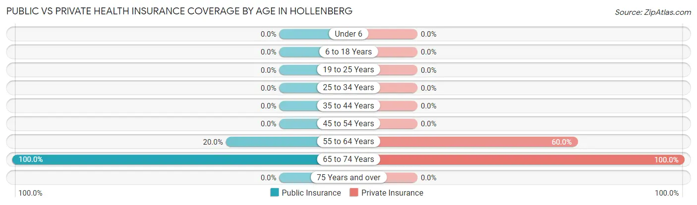 Public vs Private Health Insurance Coverage by Age in Hollenberg