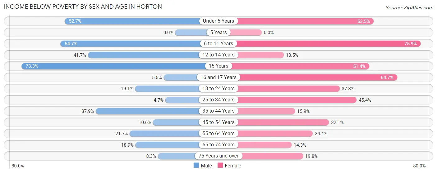 Income Below Poverty by Sex and Age in Horton