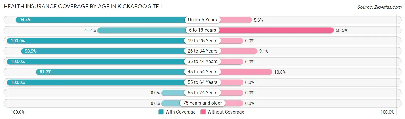 Health Insurance Coverage by Age in Kickapoo Site 1