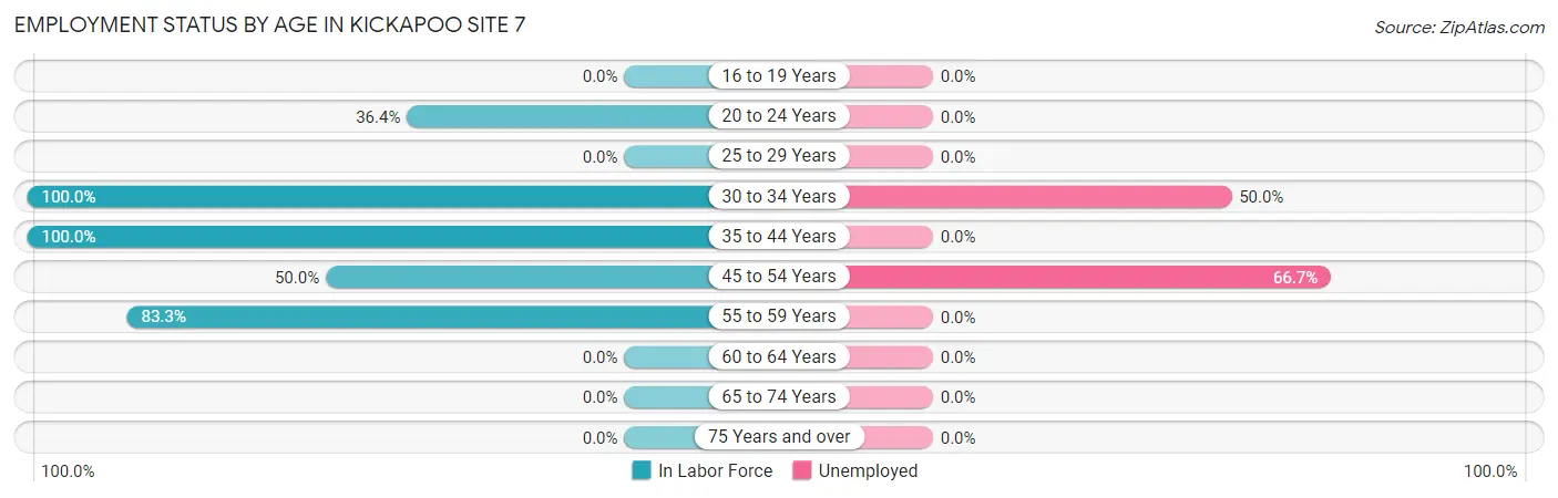 Employment Status by Age in Kickapoo Site 7