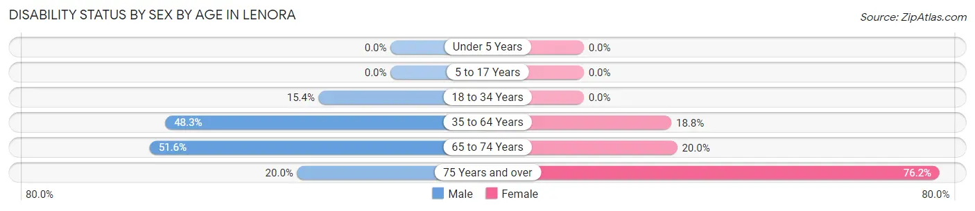 Disability Status by Sex by Age in Lenora