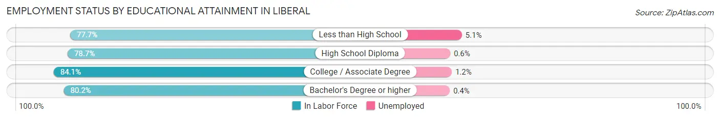 Employment Status by Educational Attainment in Liberal