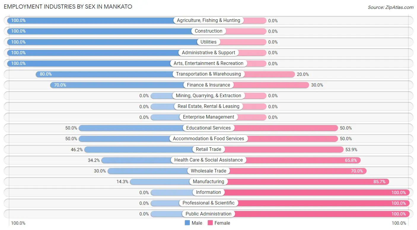 Employment Industries by Sex in Mankato