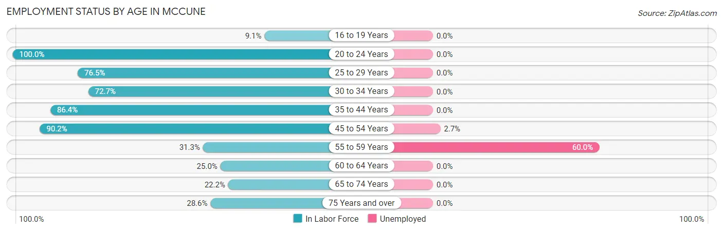 Employment Status by Age in McCune