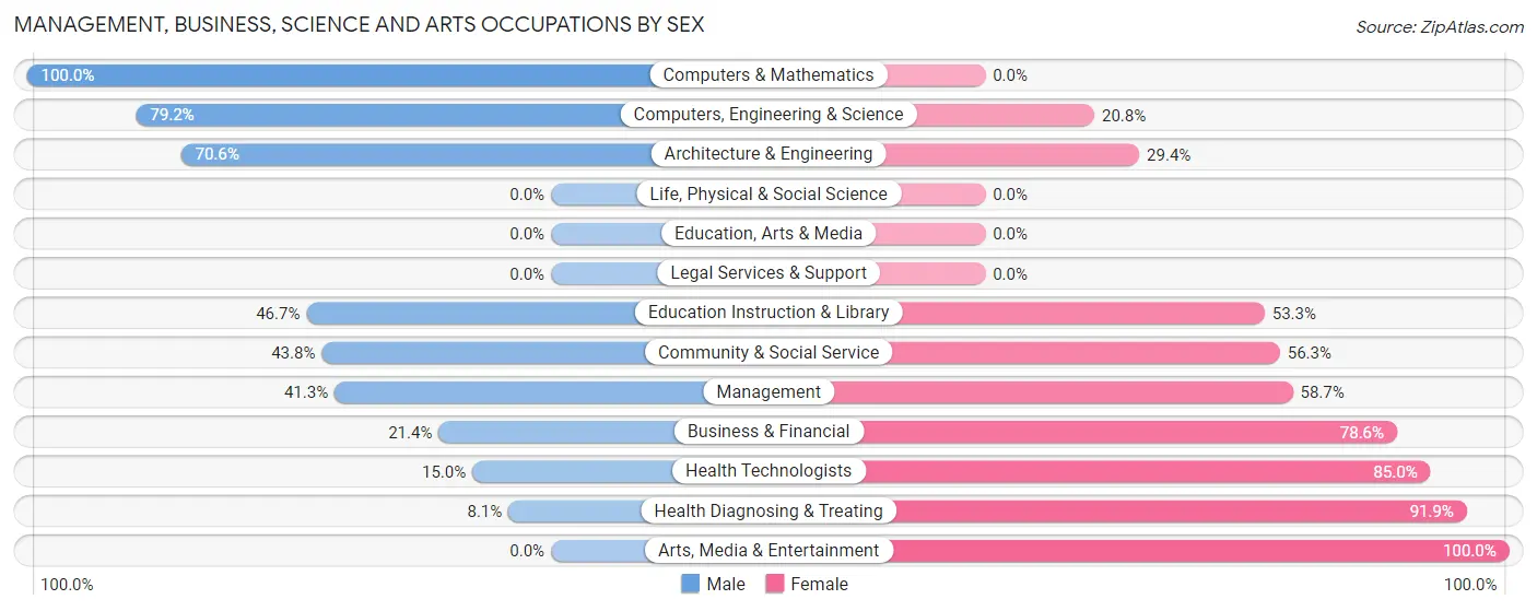 Management, Business, Science and Arts Occupations by Sex in McLouth