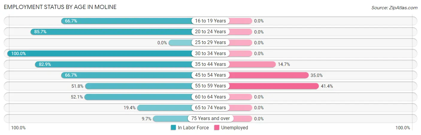 Employment Status by Age in Moline