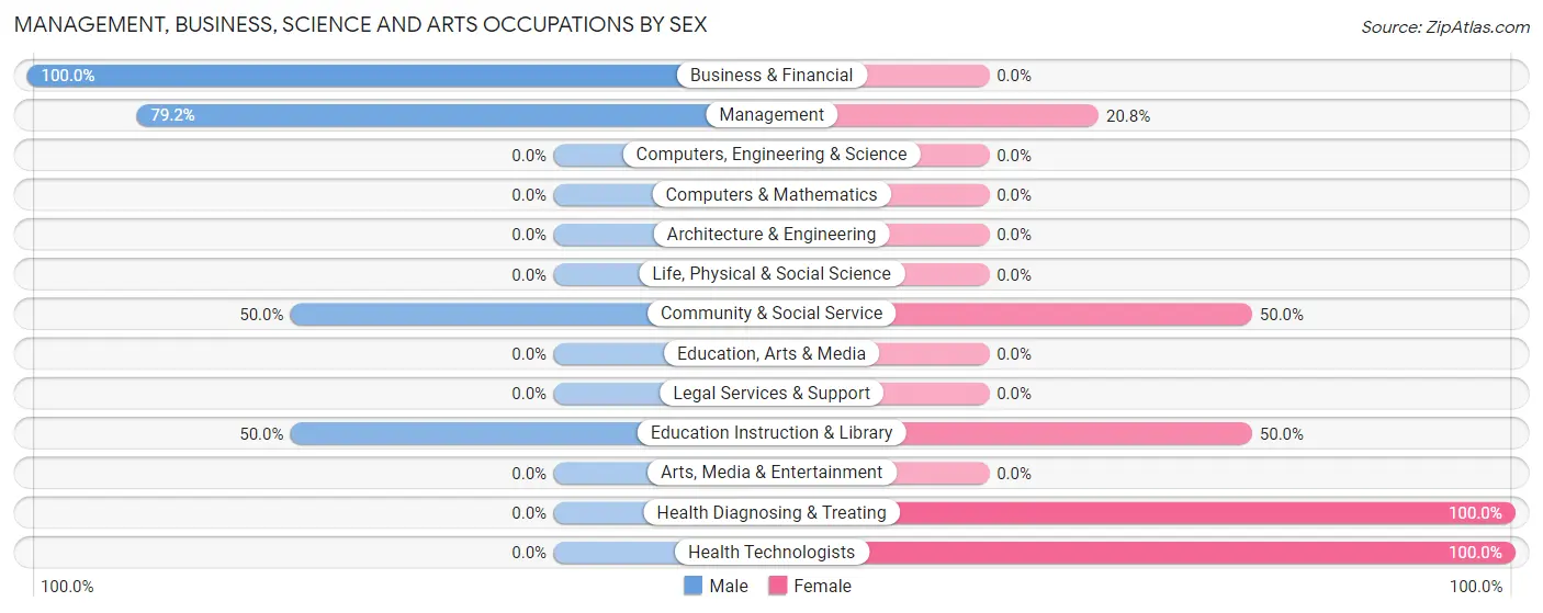 Management, Business, Science and Arts Occupations by Sex in Prairie View
