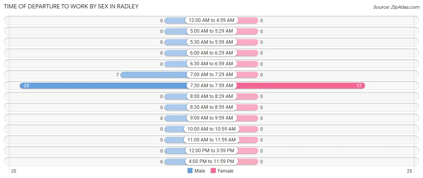 Time of Departure to Work by Sex in Radley