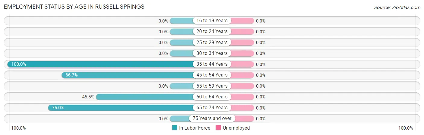 Employment Status by Age in Russell Springs
