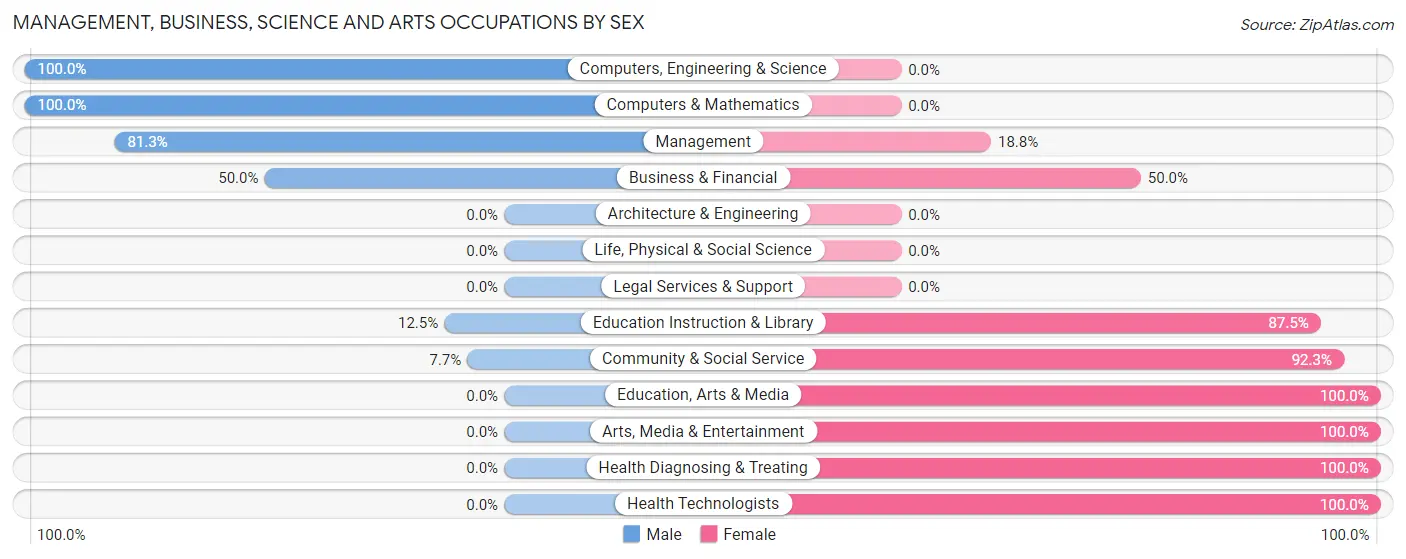 Management, Business, Science and Arts Occupations by Sex in Scandia