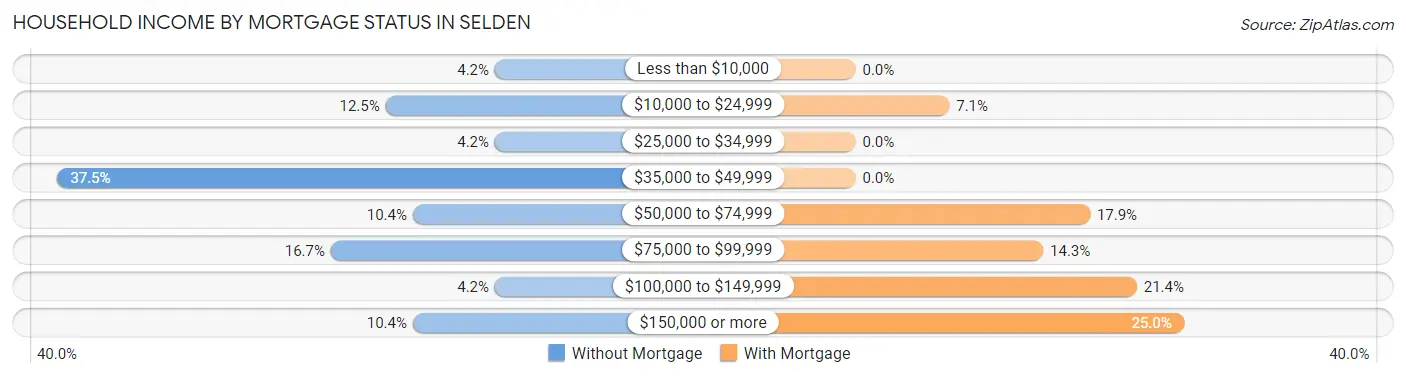 Household Income by Mortgage Status in Selden