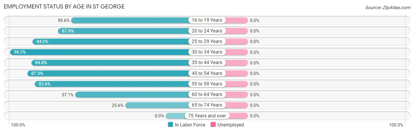 Employment Status by Age in St George