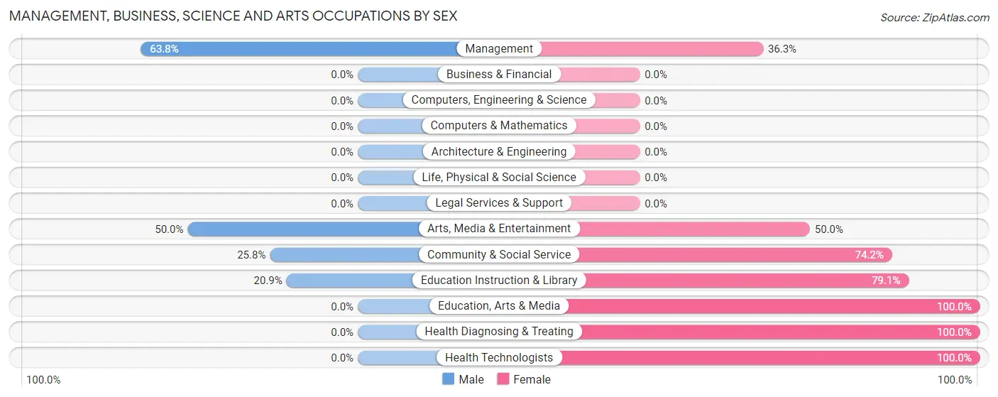 Management, Business, Science and Arts Occupations by Sex in St John