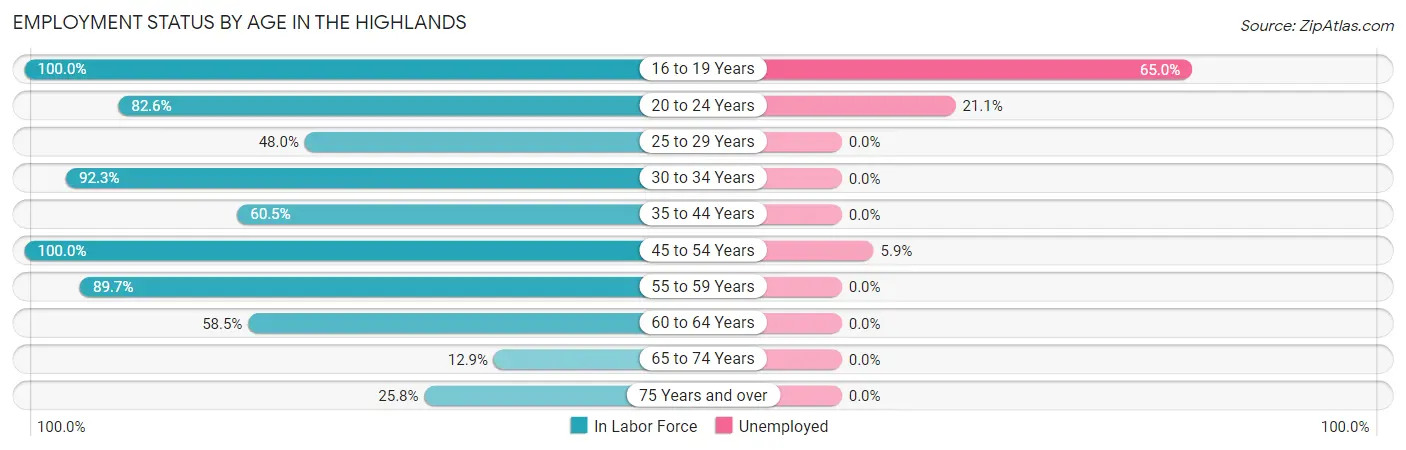 Employment Status by Age in The Highlands